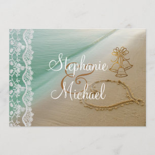 Heart Carved In The Sand Wedding Invitation