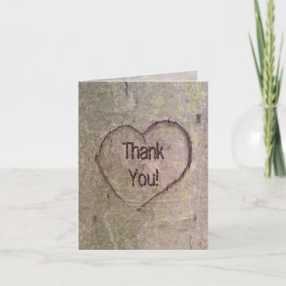 Heart Carved in Tree, Custom Romantic Nature Thank You Card
