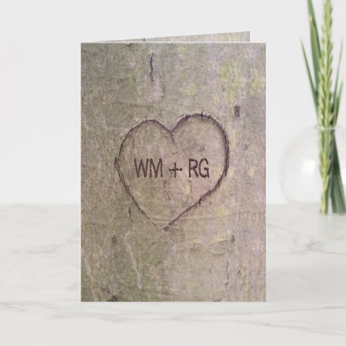 Heart Carved in Tree Wedding Invitation Card