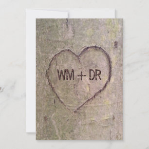 Heart Carved in Tree Wedding Invitations