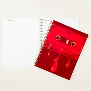 Heart Cassette Tape with Melting Drips Planner