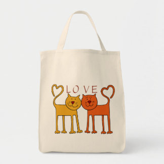 HEART CAT LOVE GROCERY BAG