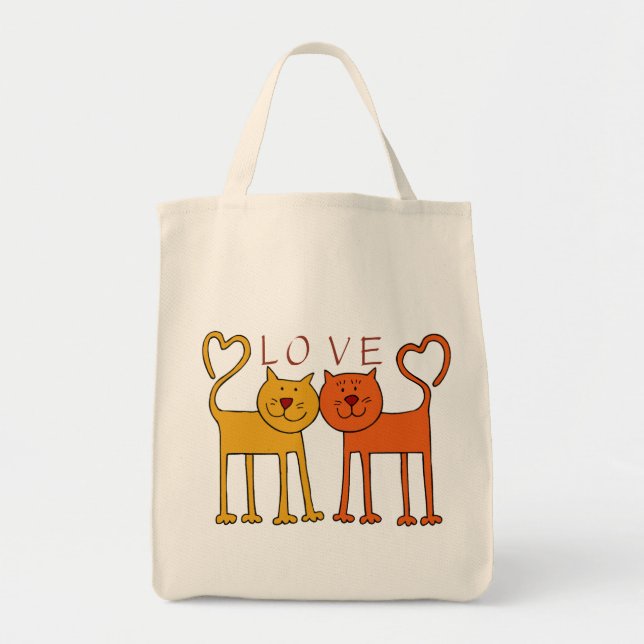 HEART CAT LOVE GROCERY BAG (Front)
