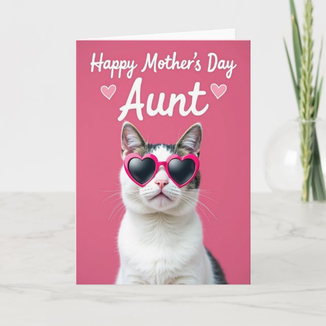 Heart Cat Mothers Day Portrait Card (Front)