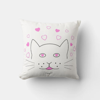 Heart cat throw pillow