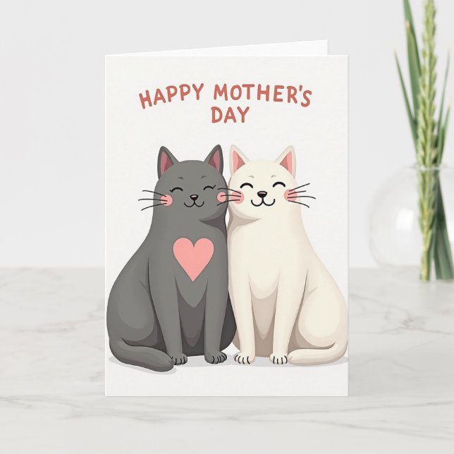 Heart Cats Mothers Day Card (Front)