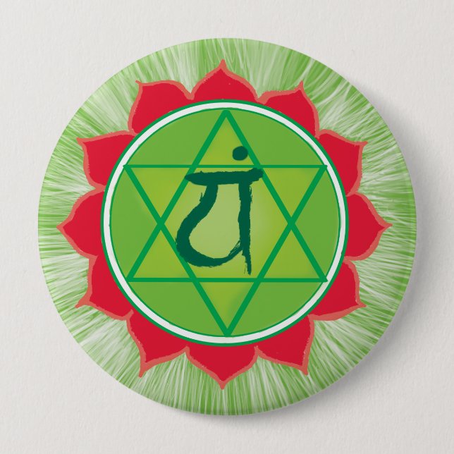 Heart Chakra Anahata Giant Round Badge Pinback Button (Front)