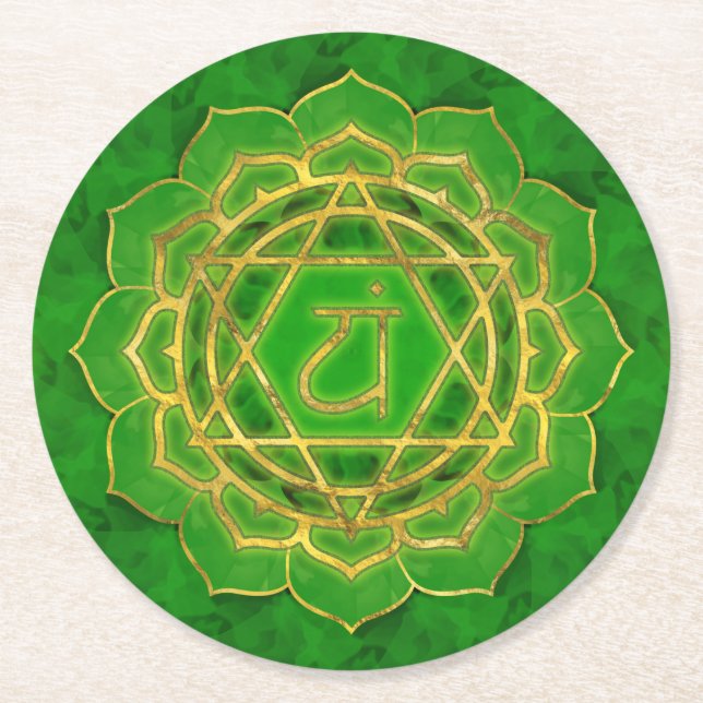 Heart chakra - Anahata Round Paper Coaster (Front)