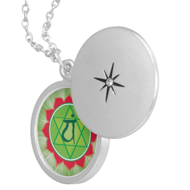 Heart Chakra AnahataSilver Plated Round Locket (Front Right)