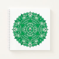 Heart Chakra Mandala Green Square Notebook