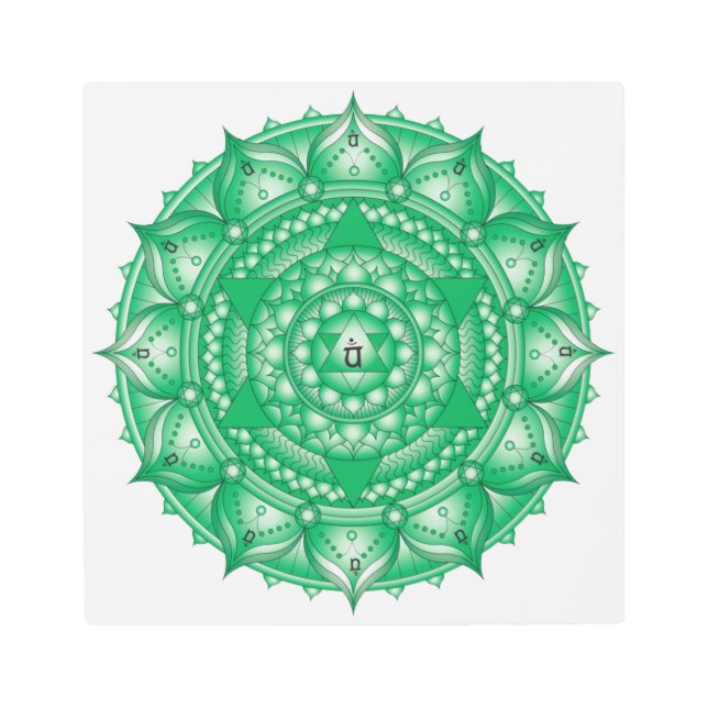 Heart Chakra Mandala Metal Print (Front)
