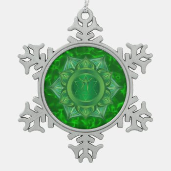 Heart Chakra Pewter Snowflake Ornament by GypsyOwlProductions at Zazzle