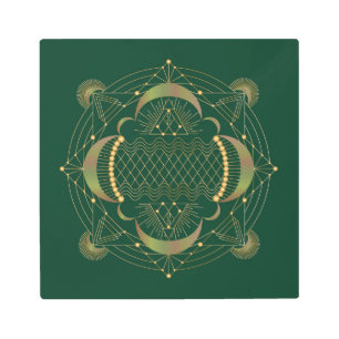 Heart Chakra Shadow Mandala Metal Print