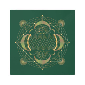 Heart Chakra Shadow Mandala Metal Print