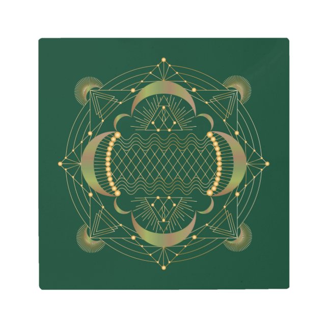 Heart Chakra Shadow Mandala Metal Print (Front)