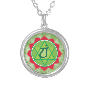 Heart Chakra Small Silver Plated Round Necklace