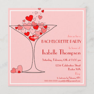 Heart Champagne Bachelorette Party Invitation