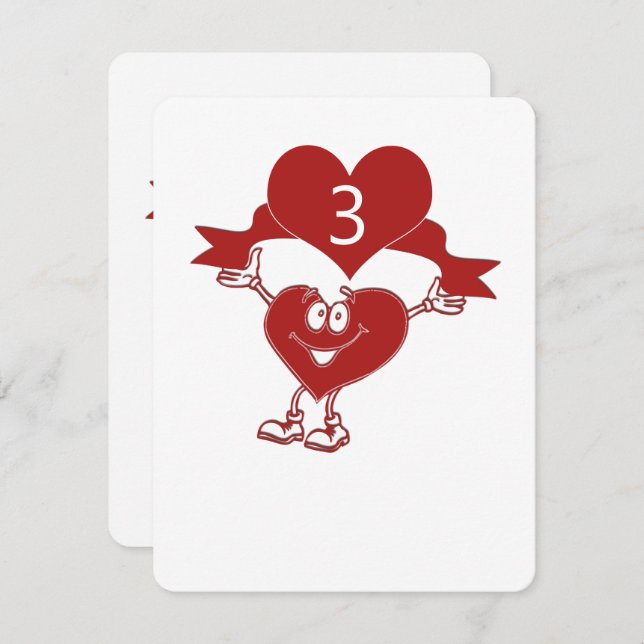 Heart character with table numbers (Front/Back)