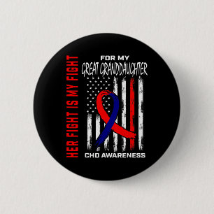 Heart Chd Awareness Great Granddaughter Usa Flag Button