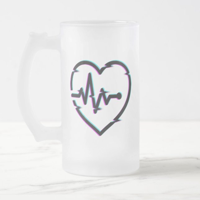 Heart Check Frosted Glass Mug (Left)