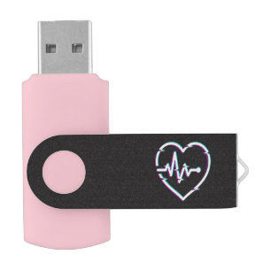 Heart Check USB Swivel Flash Drive