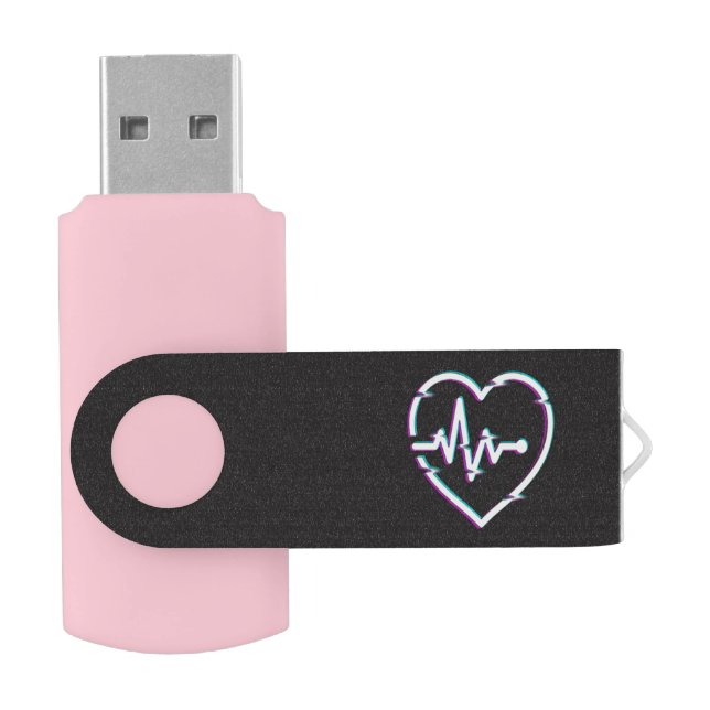 Heart Check USB Swivel Flash Drive (Opened)