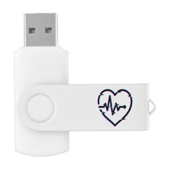 Heart Check USB Swivel Flash Drive (Opened)