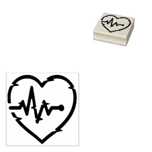 Heart Check Wood Art Stamp