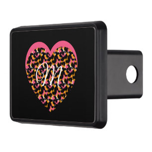 Heart Cheetah Animal Print Monogram  Hitch Cover