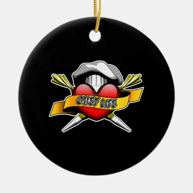 Heart Chef Life: Pastry Chef Ceramic Ornament (Front)