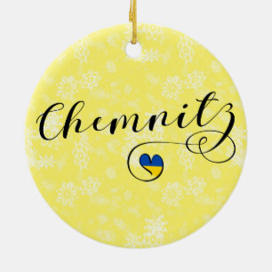 Heart Chemnitz, I Love Chemnitz, Germany Ceramic Ornament