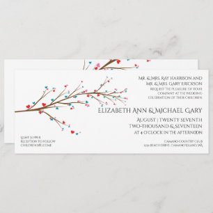 Heart Cherry Blossom Wedding Invitation