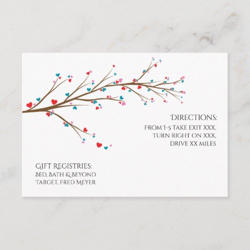 Heart Cherry Blossom Wedding Reception Enclosure Card