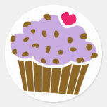Heart Choco Chip Blueberry Cupcake Classic Round Sticker at Zazzle