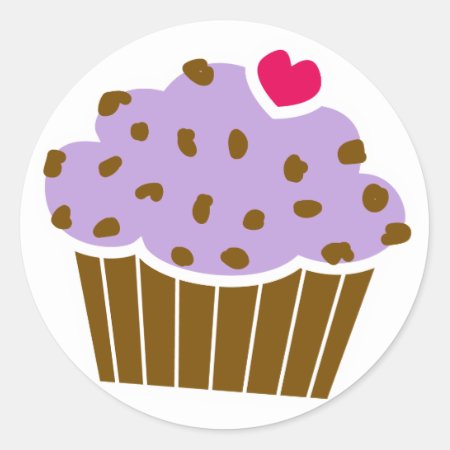 Heart Choco Chip Blueberry Cupcake Classic Round Sticker