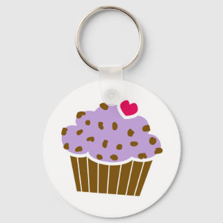 Heart Choco Chip Blueberry Cupcake Keychain