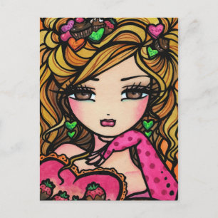 Heart Chocolate Candy Mermaid Fantasy Art Girl Postcard