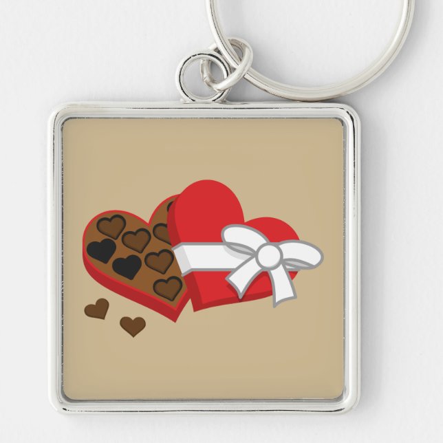 Heart Chocolate Gift Box - Valentine's Day Keychain (Front)