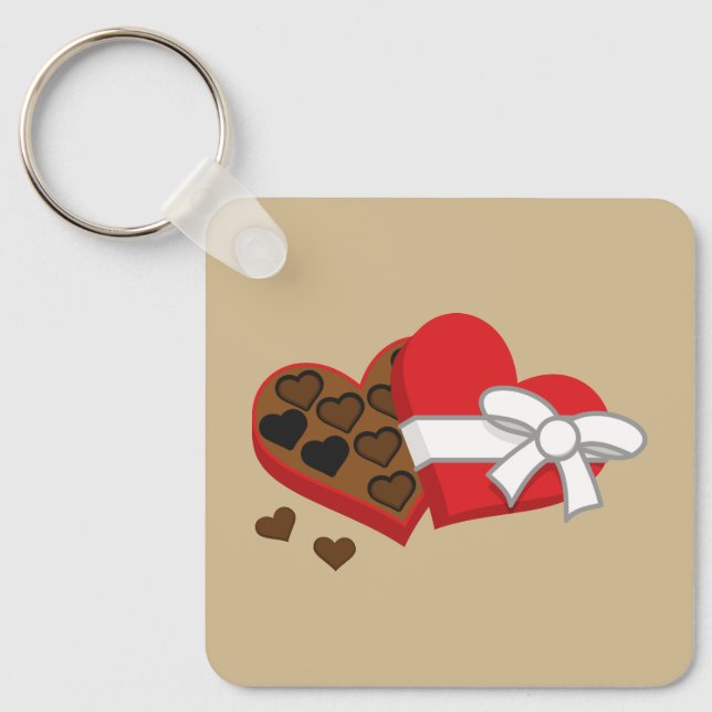 Heart Chocolate Gift Box - Valentine's Day Keychain (Front)