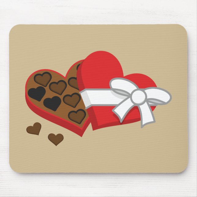 Heart Chocolate Gift Box - Valentine's Day Mouse Pad (Front)
