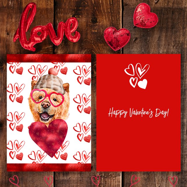 Heart Chow Chow Dog Lover Valentine Gift Holiday Card (Creator Uploaded)
