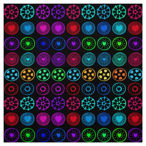 Heart Circles | Multicolored Shapes Fabric