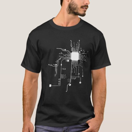 Heart Circuit Board Dark T_Shirt