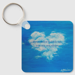 Heart Cloud Metal Circle Keychain, 2" Keychain