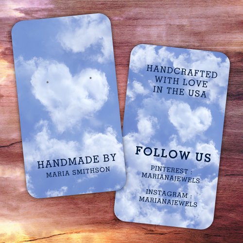 Heart Cloud Romantic Blue Sky Earring Display Card