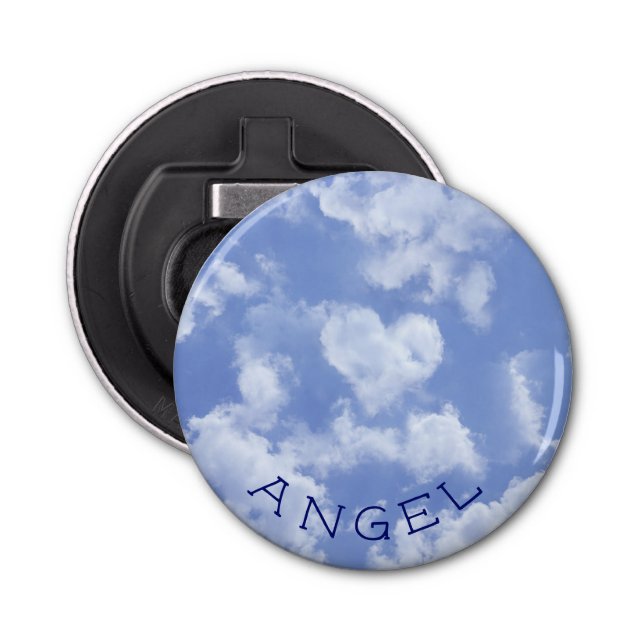 Heart Cloud Sky Cute Modern Blue Custom Wedding Bottle Opener (Front)