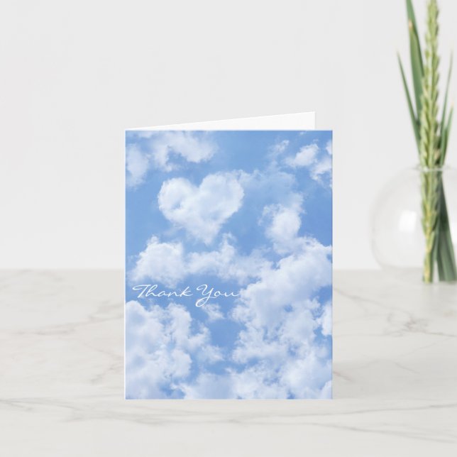 Heart Cloud Sky Cute Modern Blue Custom Wedding Holiday Card (Front)