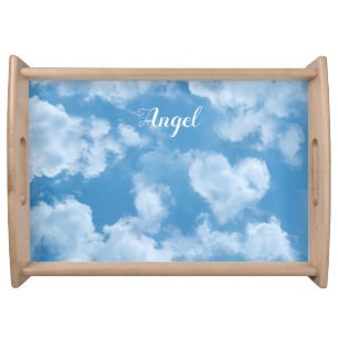 Heart Cloud Sky Cute Modern Blue Custom Wedding Serving Tray