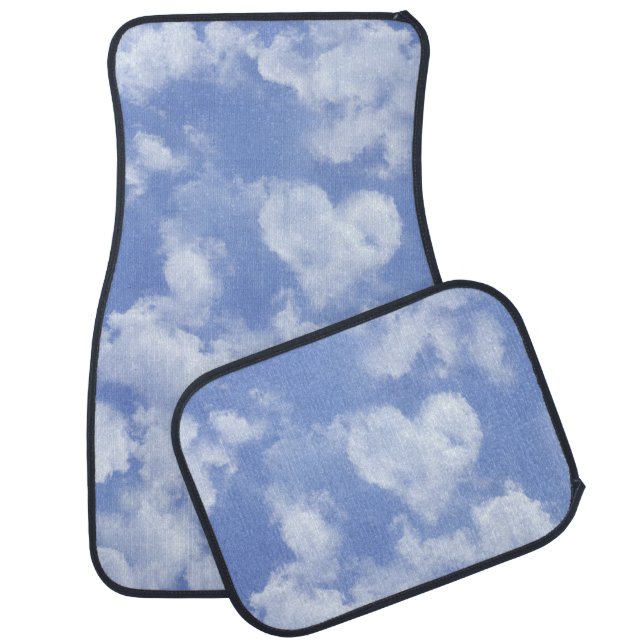 Heart Cloud Sky Cute Modern Lovely Light Blue Girl Car Floor Mat (Set)