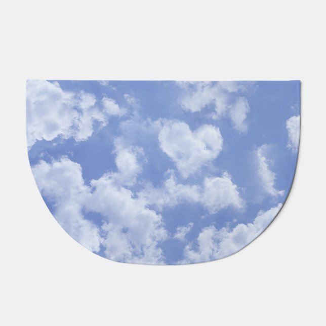 Heart Cloud Sky Cute Modern Lovely Light Blue Girl Doormat (Front)